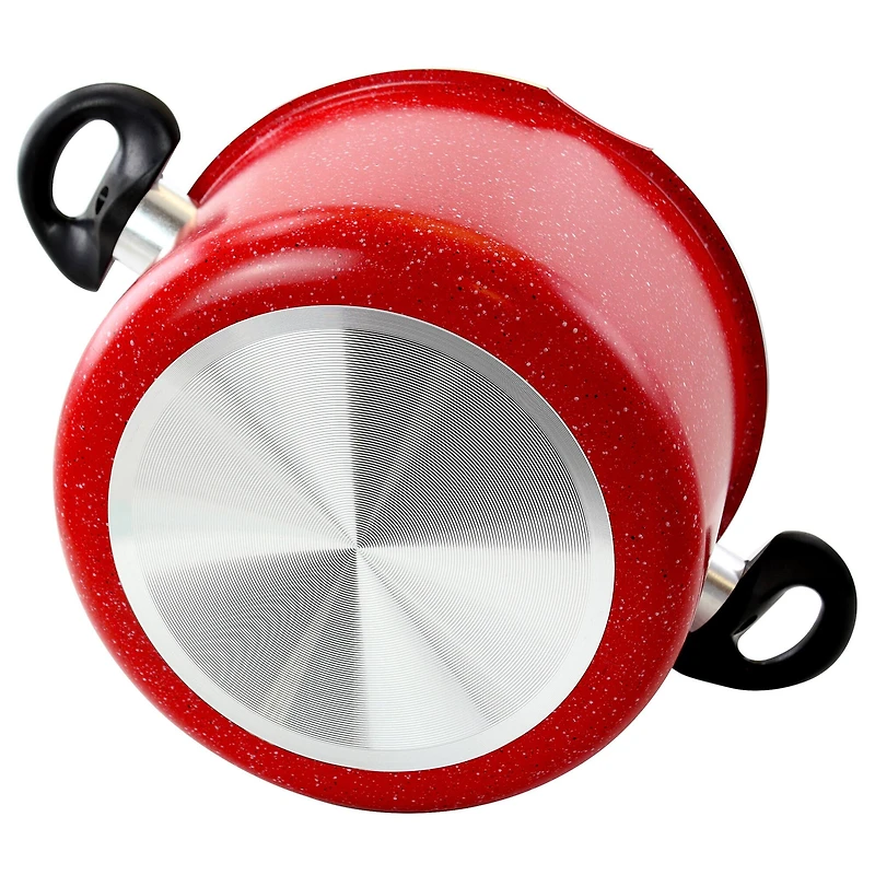 Gibson Home® Granita 6qt. Red Speckle Aluminum Pasta Pot with Strainer Lid