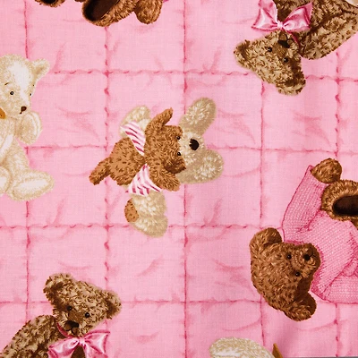 Fabric Traditions Pink Teddy Bear Toss Cotton Fabric