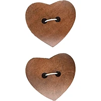 Organic Elements 1" Heart-Shaped Light Brown Wood Buttons, 2ct.