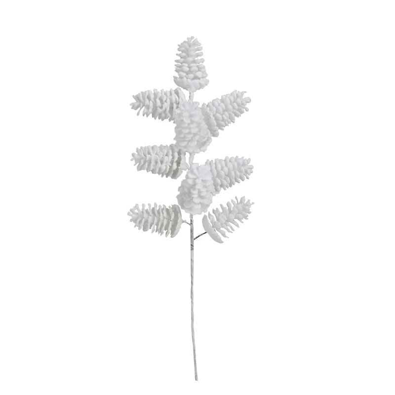 Hello Honey® 24" White Flocked Faux Pinecone Pick