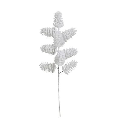Hello Honey® 24" White Flocked Faux Pinecone Pick