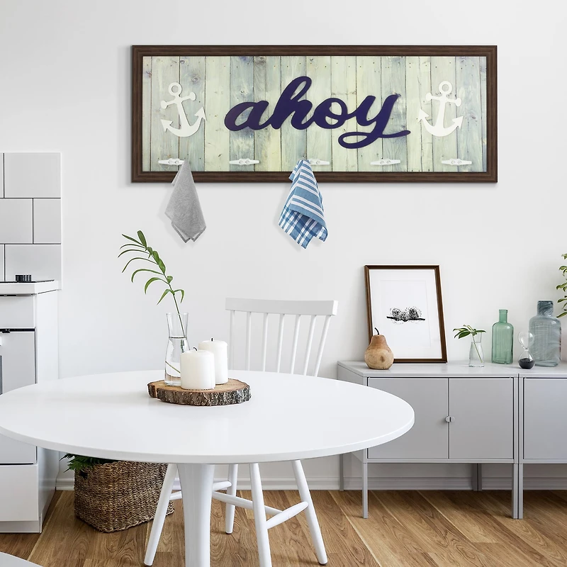 Rustic Coastal Ahoy Framed Coat Rack
