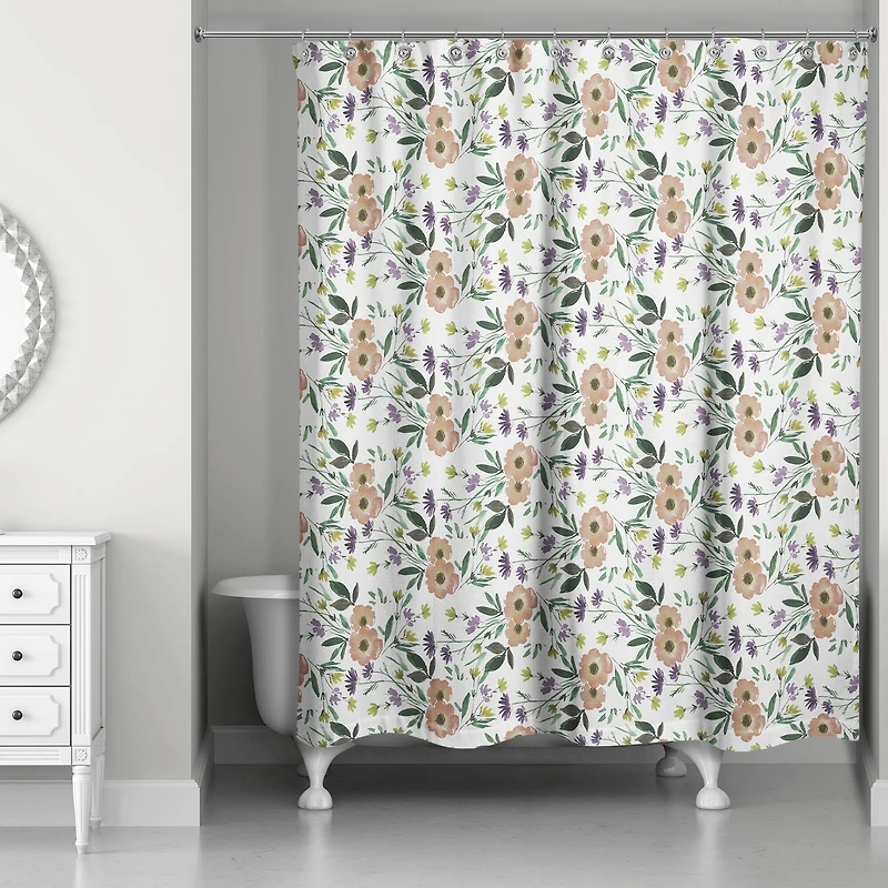 Fall Floral Pattern Shower Curtain
