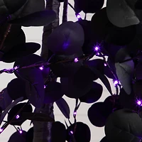 9ft. Pre-Lit Artificial Halloween Black Eucalyptus Tree with 700 Orange & Purple LED Lights