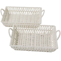 The Novogratz White Cotton Handmade Woven Storage Basket with Handles Set of 2 19", 18"