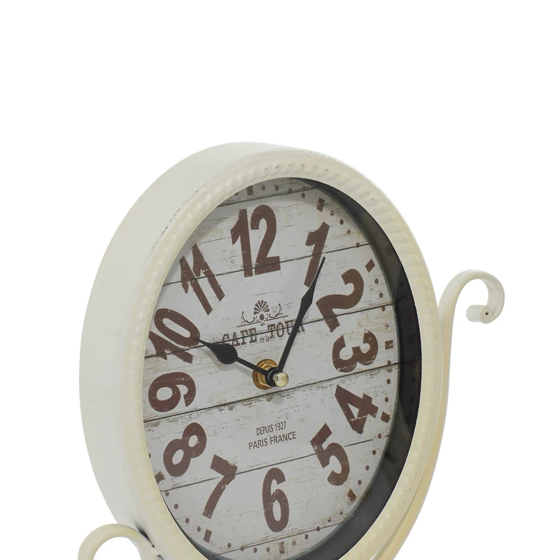 12" Black & White Metal Oval Clock Set