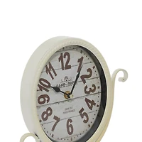12" Black & White Metal Oval Clock Set