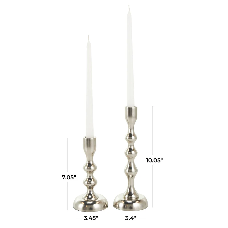 Contemporary Aluminum Taper Candle Holder Set