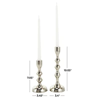 Contemporary Aluminum Taper Candle Holder Set