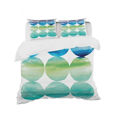 Designart 'Circle Abstract Blue Colorfields III' Geometric Bedding Set