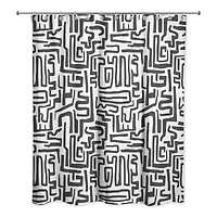 Black Maze Lines 71" x 74" Shower Curtain
