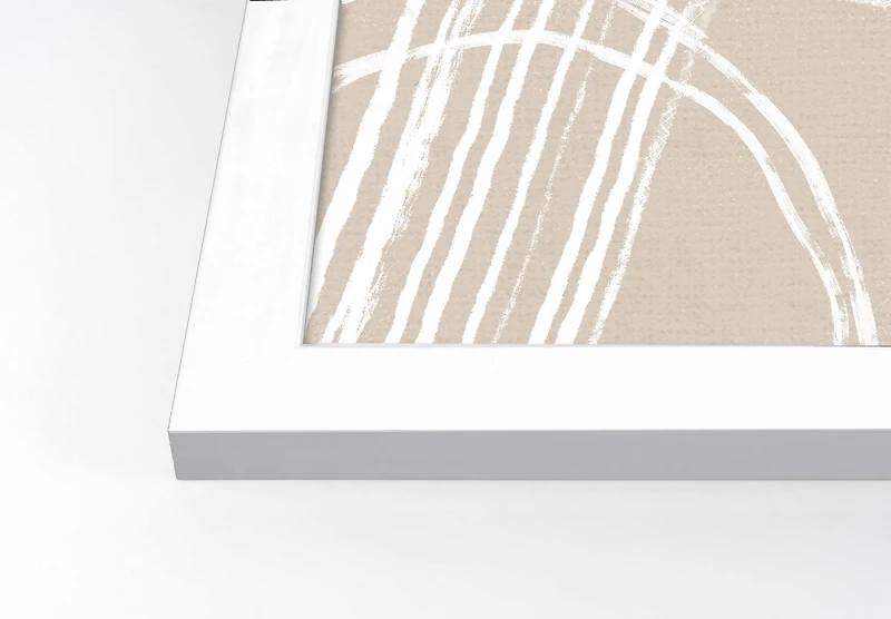 Neutral Ripple White Framed Print Under Plexiglass