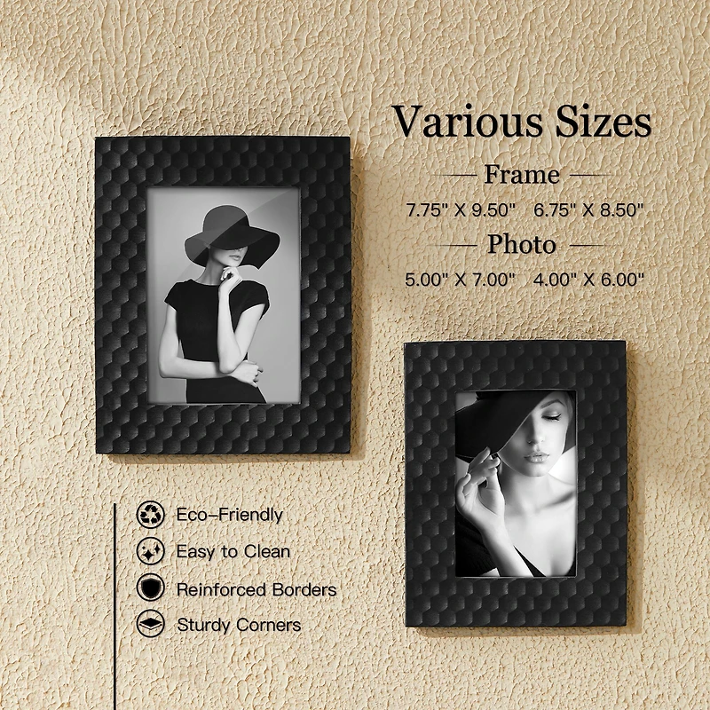 Glitzhome® Black Honeycomb Resin Tabletop Picture Frame Set