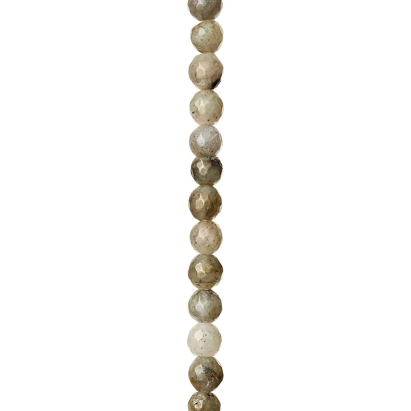 White Labradorite Silverite Facted Round Beads by Bead Landing®, 6mm