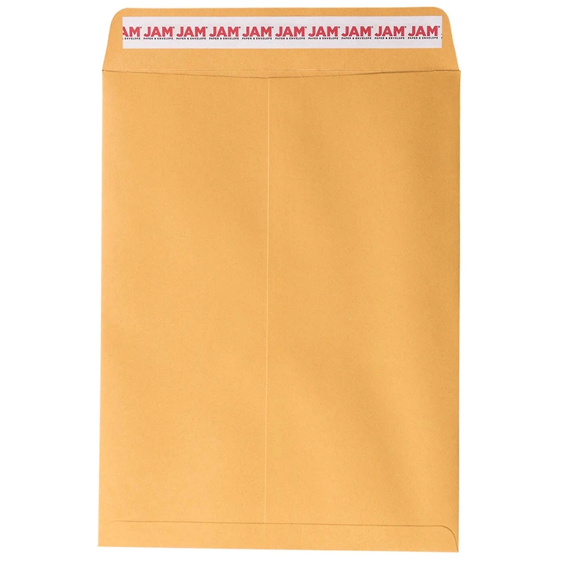 JAM Paper Brown Kraft Manila Open End Catalog Premium Envelopes with Peel & Seal Closure