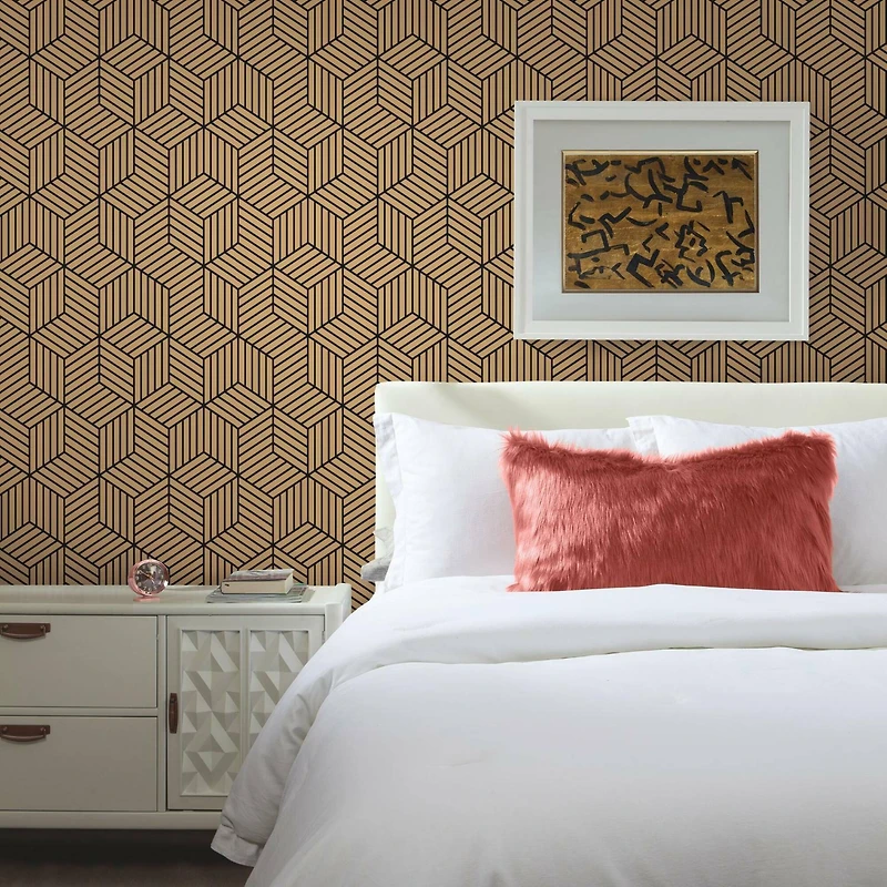 RoomMates Stripped Hexagon Peel & Stick Wallpaper