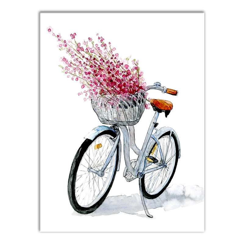 Bike with Flower Basket Canvas Wall Art