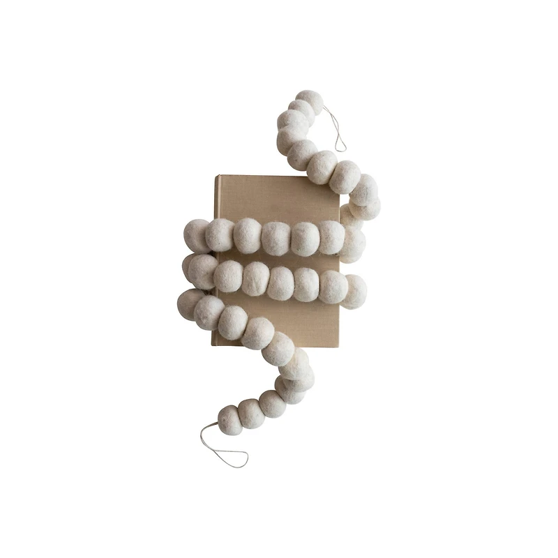 Hello Honey® 6ft. Cream Handmade Wool Felt Ball Garland