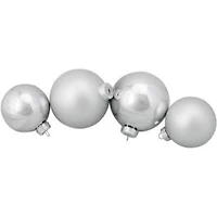 72ct. 4" Silver Shiny and Matte Christmas Glass Ball Ornaments