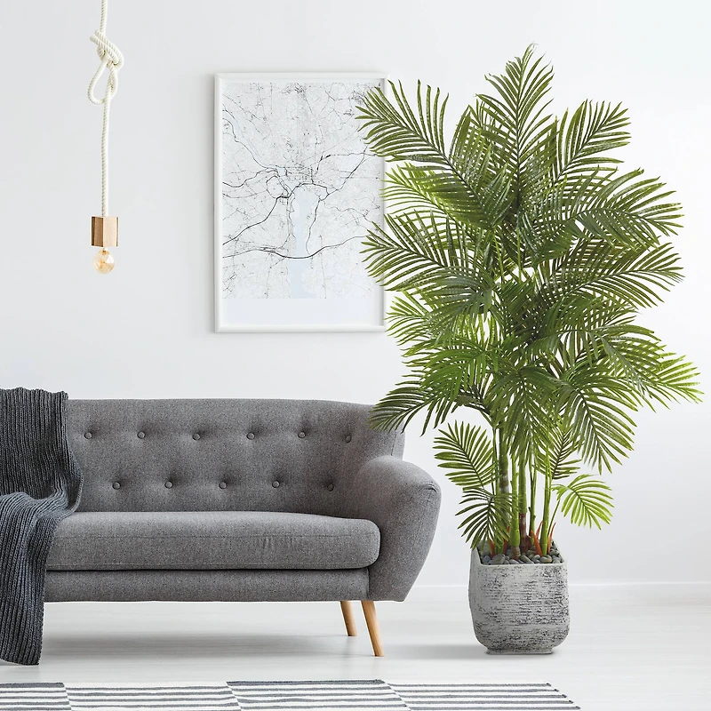 6.2ft. Areca Palm Artificial Tree in White Planter