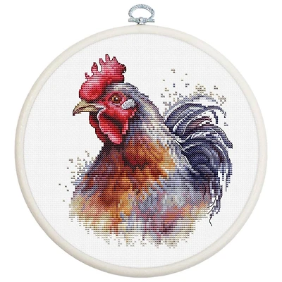 Luca-S The Rooster Counted Cross Stitch Kit with Display Hoop