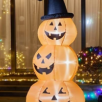 Glitzhome® 8ft Lighted Inflatable Stacked Jack-O-Lantern Pumpkins Décor