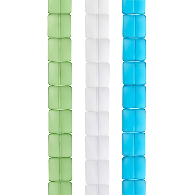 Matte Multicolored Glass Square Beads, 11mm by Bead Landing™