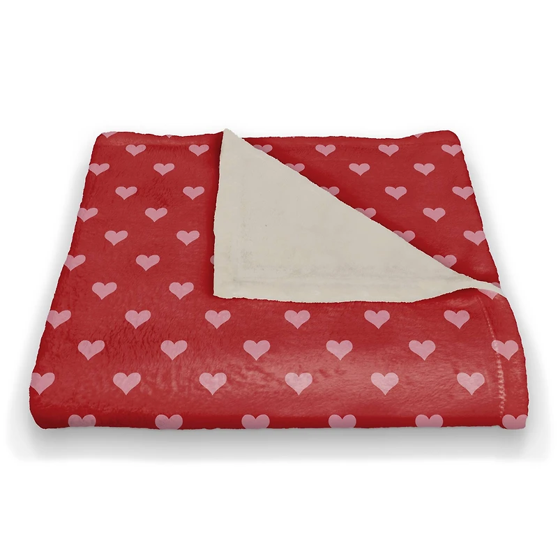 Pink & Red Hearts Pattern Coral Fleece Blanket