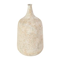 15" Rustic Beige Antique-Style Metal Vase