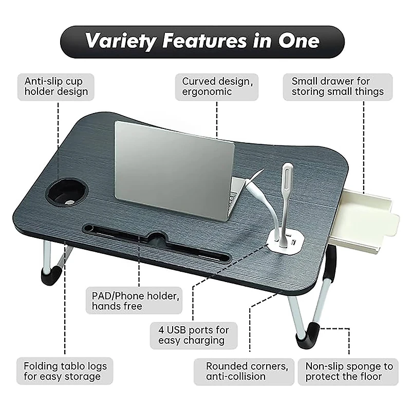 Sparkly Selections 25.25" Black Diamond Painting & Crafting Lap Desk