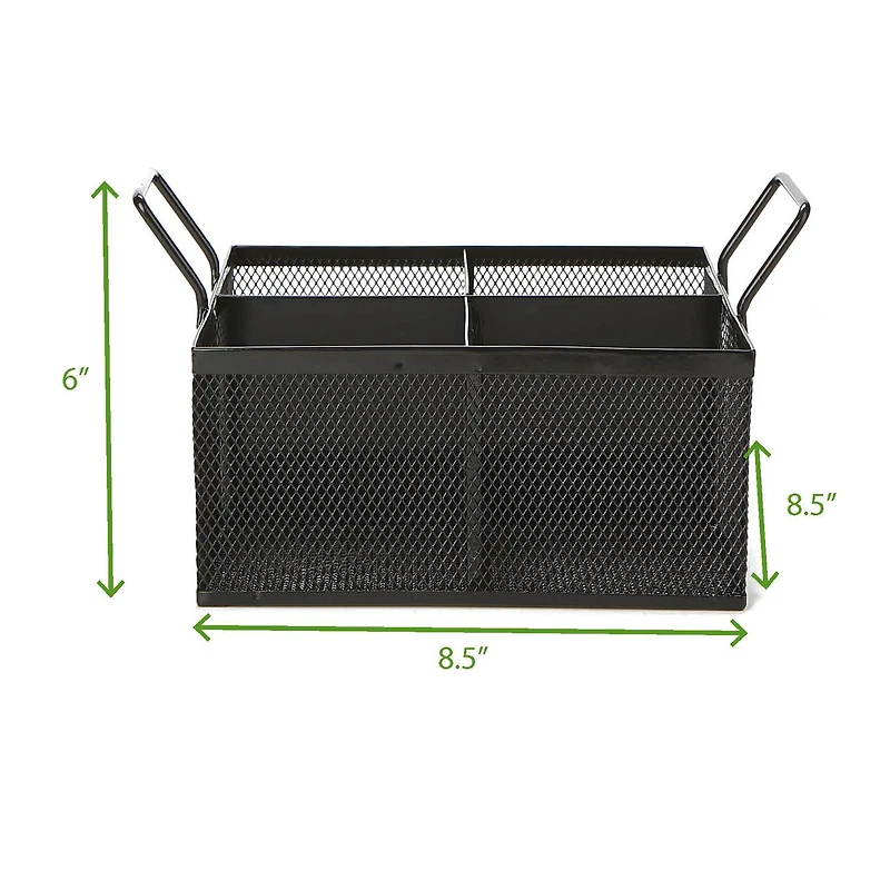 Mind Reader Black 4-Section Metal Mesh Storage Caddy
