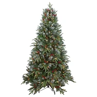 7ft. Pre-Lit Frosted Mixed Berry Pine Artificial Christmas Tree, Clear Lights