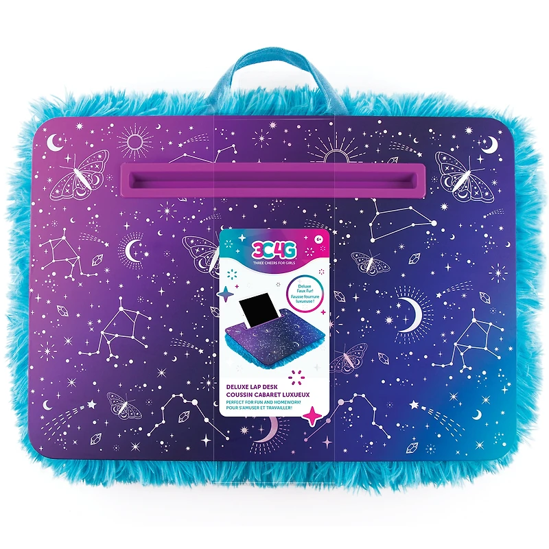 Make It Real™ 3C4G 12" x 17" Purple & Teal Celestial Deluxe Fur Lap Desk