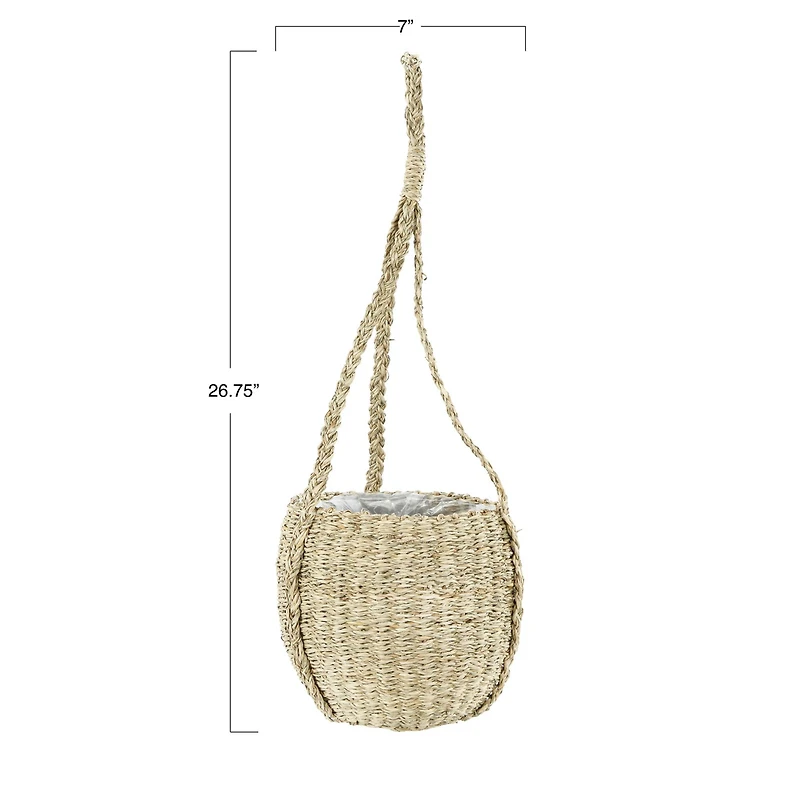 Hello Honey® Handwoven Hanging Seagrass Basket Planter