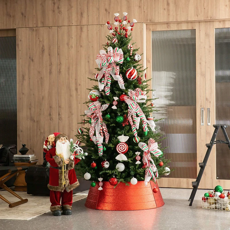 Glitzhome® 3ft. Red Glitter Metal Tree Collar