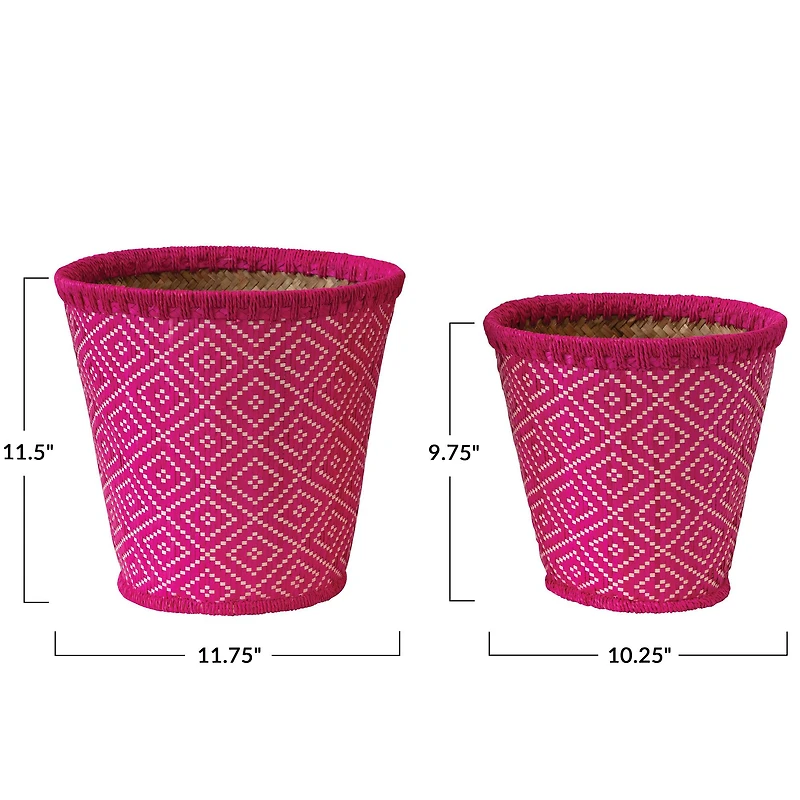 Hello Honey® Fuchsia Hand-Woven Seagrass Baskets with Pattern Set