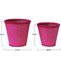 Hello Honey® Fuchsia Hand-Woven Seagrass Baskets with Pattern Set