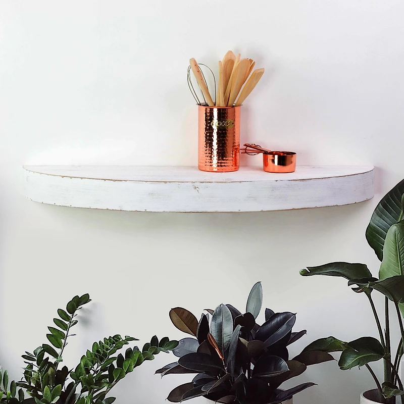 Round Wood Floating Wall Shelf