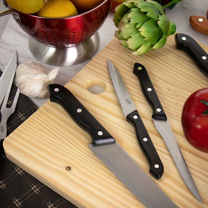 Gibson Home® Wildcraft 15-Piece Stainless Steel Cutlery Set with Pinewood Cutting Board