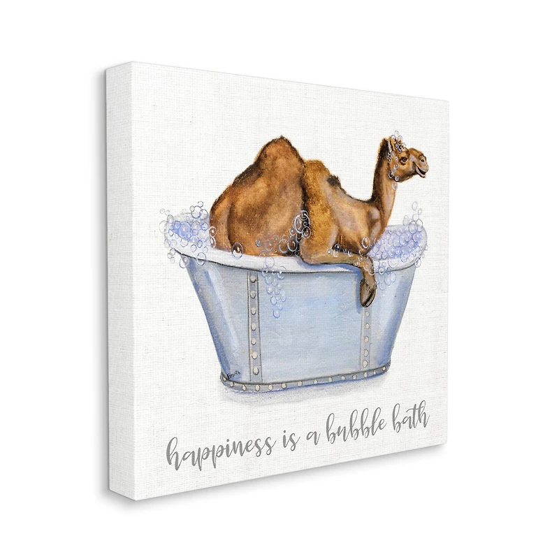 Stupell Industries Happiness Is a Bubble Bath Desert Camel Bathroom Canvas Wall Art