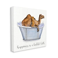 Stupell Industries Happiness Is a Bubble Bath Desert Camel Bathroom Canvas Wall Art