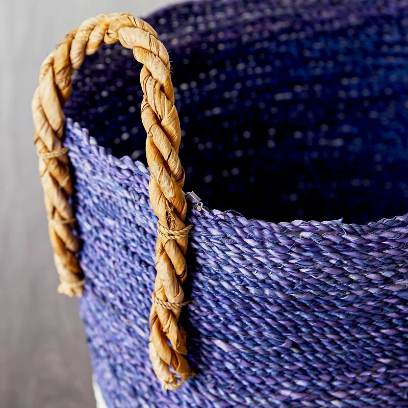 Blue Seagrass Coastal Storage Basket Set