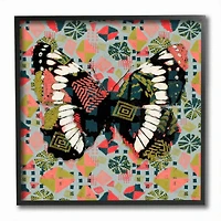 Stupell Industries Butterfly On Pink Blue Pattern Abstract Design,12" x 12