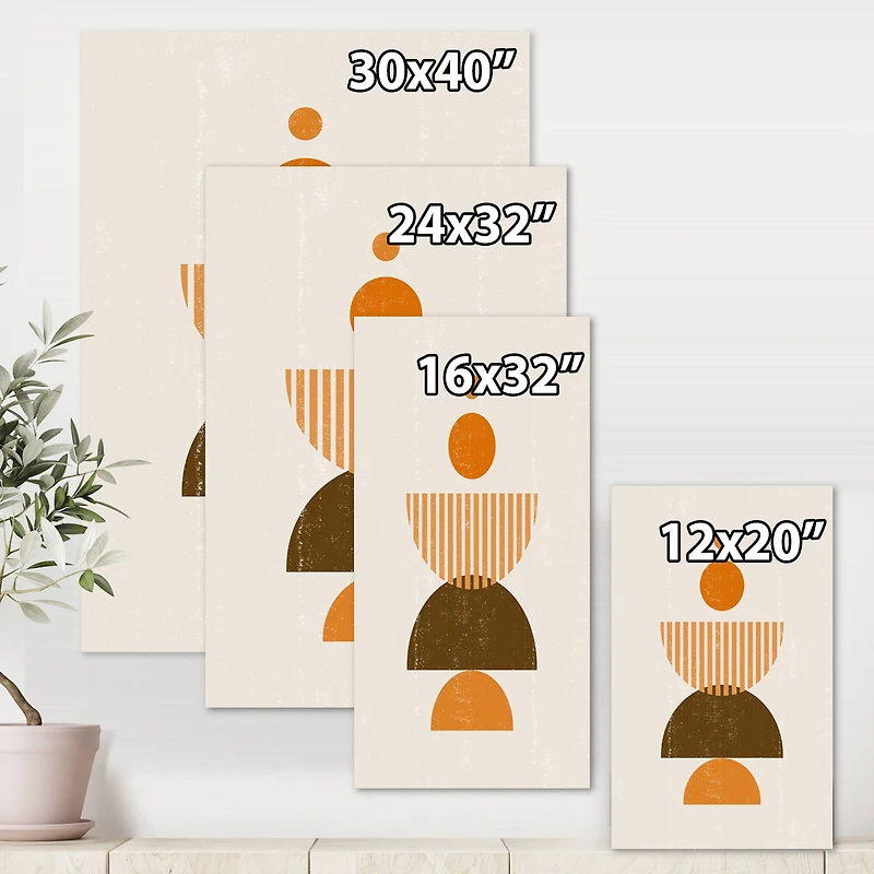 Designart - Abstract Minimal Sun and Moon In Earth Tones I