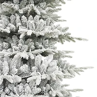 6.5ft. Pre-lit Slim Flocked Artificial Utah Fir Christmas Tree, Clear Lights
