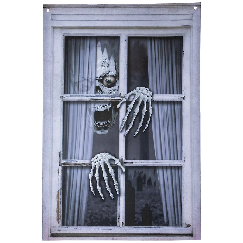 46" Scary Skeleton Window Cover Halloween Decoration