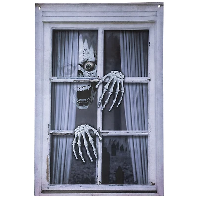 46" Scary Skeleton Window Cover Halloween Decoration