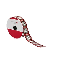 7/8" x 30ft. Red & White Plaid Ribbon by Celebrate It®