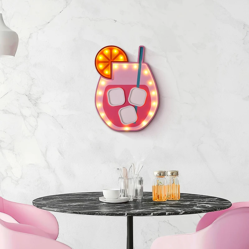 American Art Decor Tipsy LED Cocktail Plaque Wall Sign - 12" x 16" x 1"