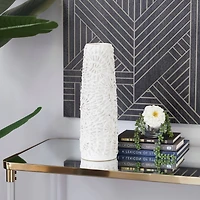 White Ceramic Contemporary Vase, 17" x 6" x 6"